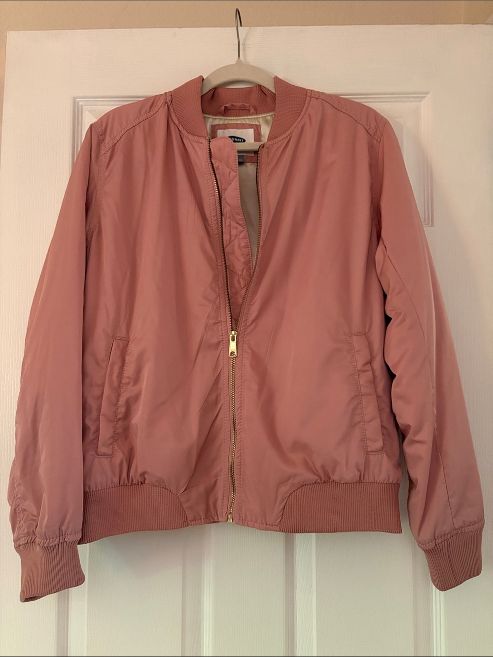 Old Navy Dusty Rose Bomber Jacket with Gold Hardware - Picture 2 of 9
